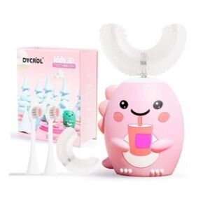 DYCRÓL Kids U Shaped Electric Toothbrush Sonic Dinosaur Pink